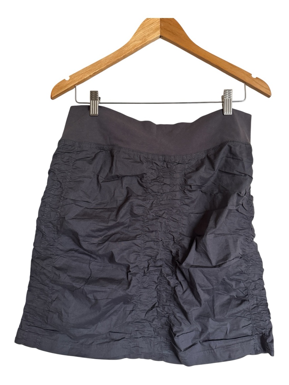 XCVI Wearables Ruched Short Skirt Charcoal L